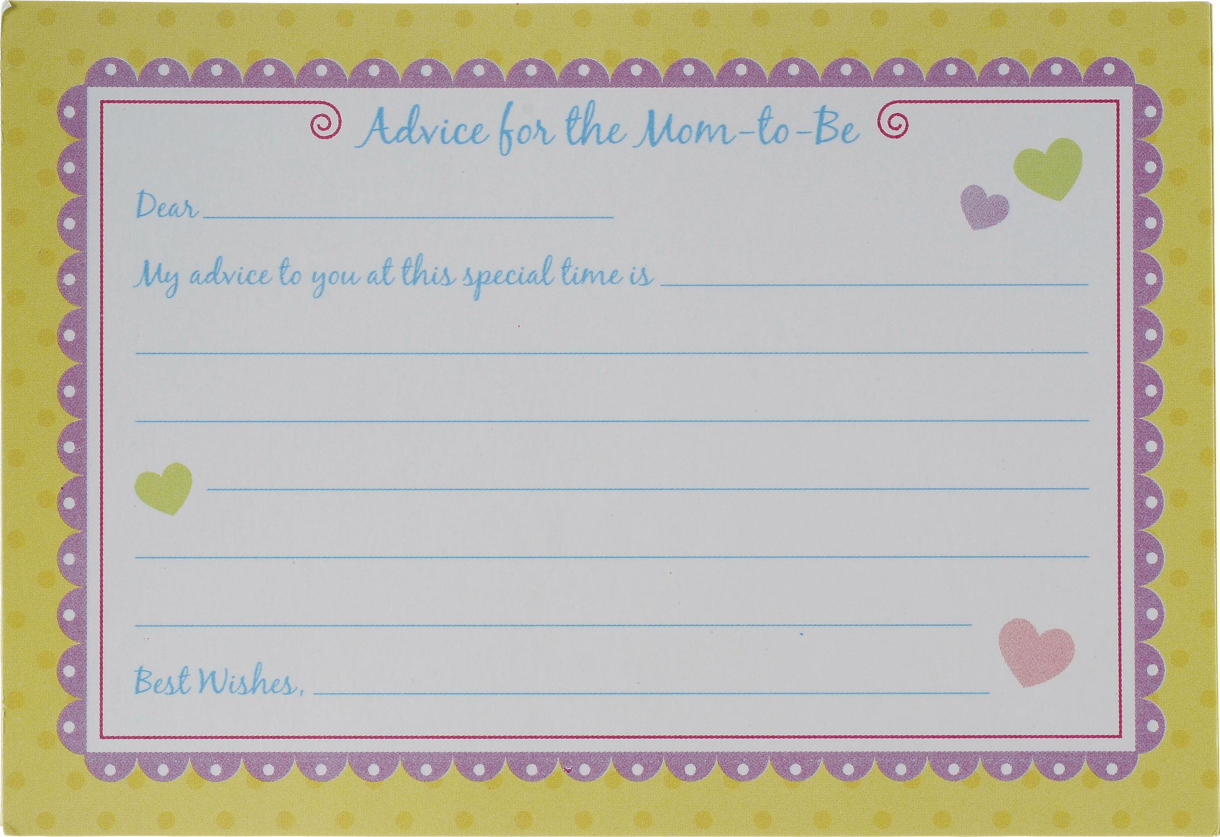"Advice for the Mom-to-Be" Paper Advice Cards, Multi-Coloured, 24-pk, for Baby Shower/Gender Reveal CloseUp