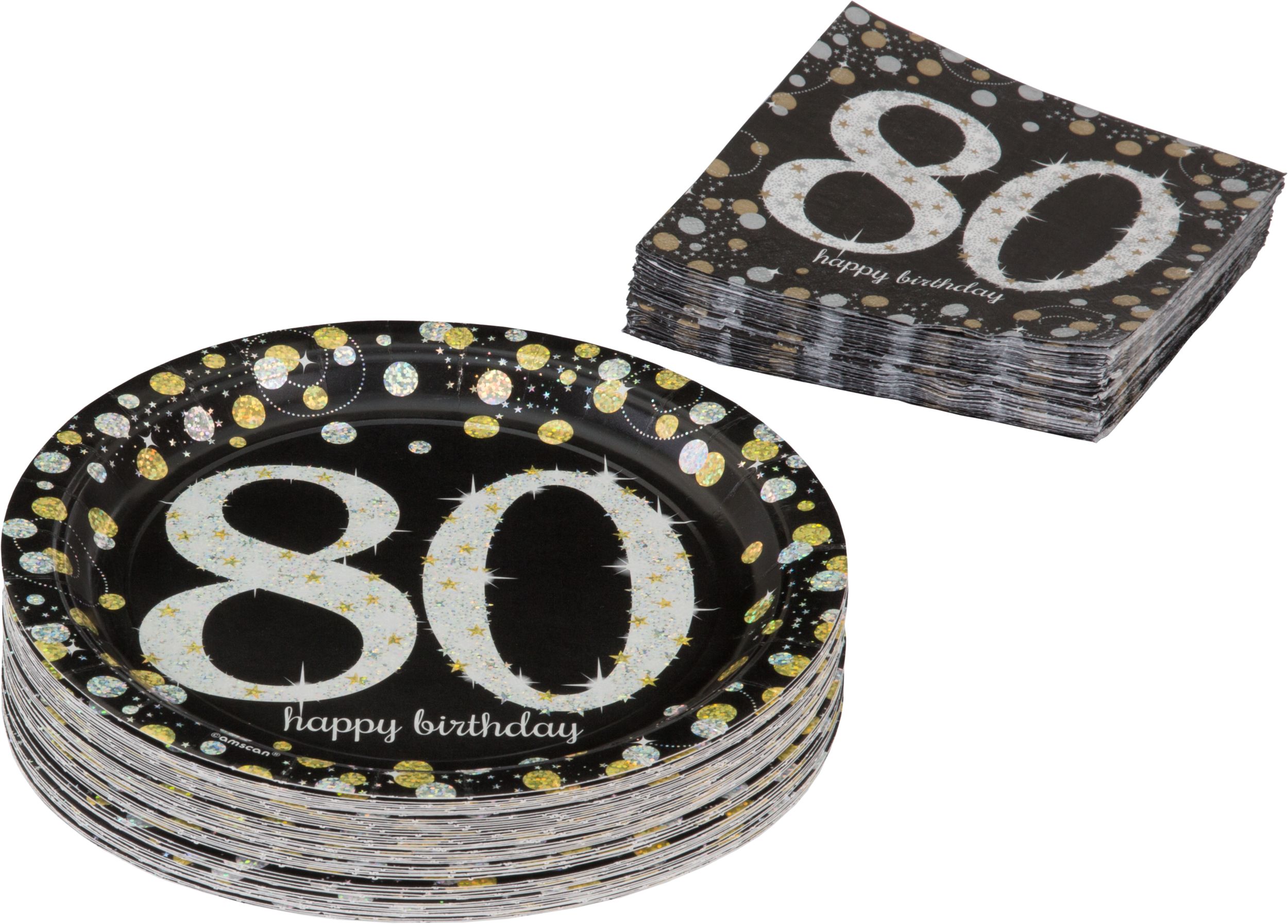 Assiettes de table scintillantes iridescentes 80e anniversaire, paq. 8 Composite_or_Mixed
