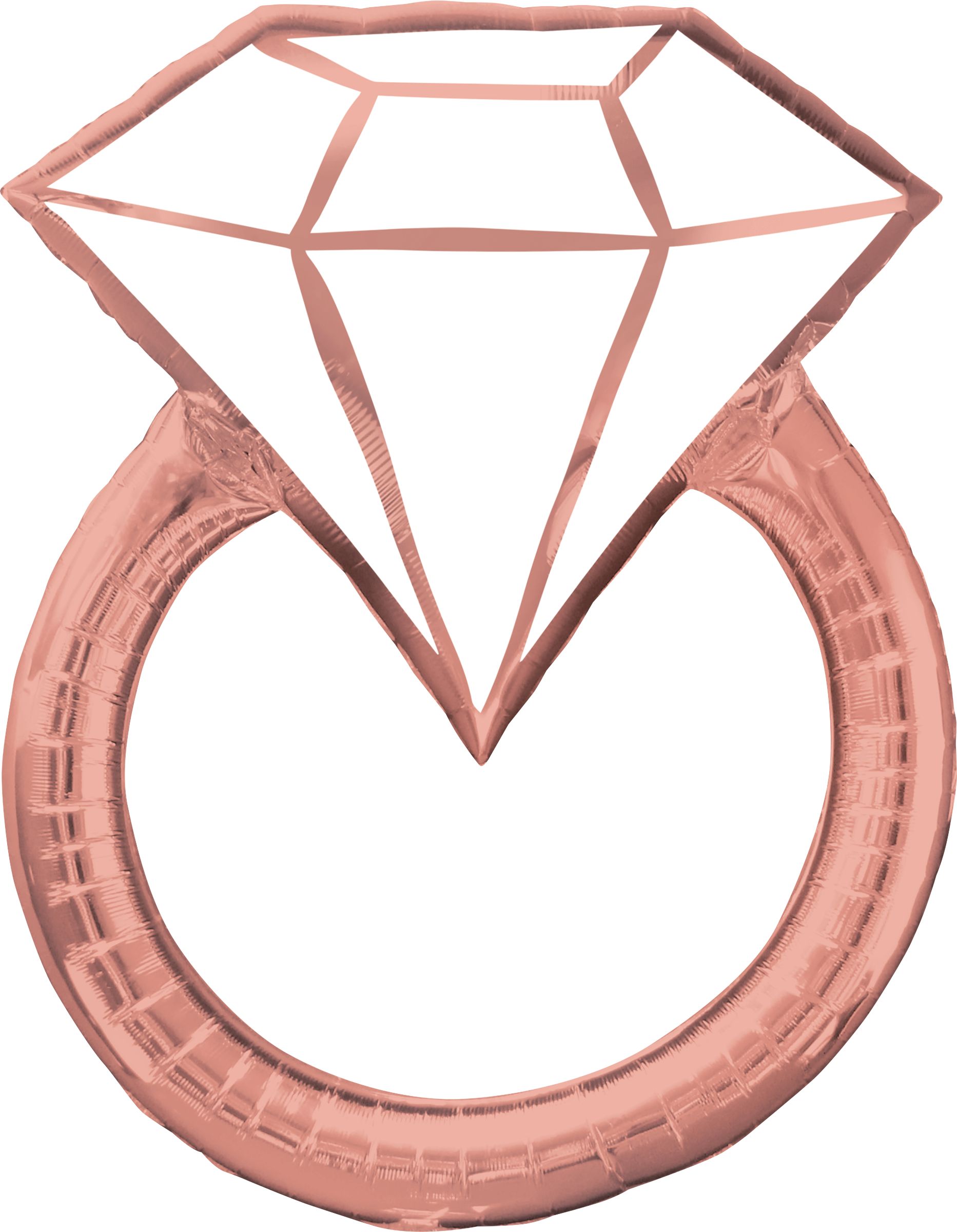 Diamond Ring Satin Foil Balloon, Rose Gold/White, 30-in, Helium Inflation & Ribbon Included for Engagement/Wedding Front_Flat