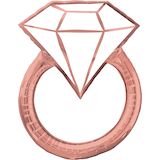 Diamond Ring Satin Foil Balloon, Rose Gold/White, 30-in, Helium Inflation & Ribbon Included for Engagement/Wedding Front_Flat