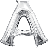 A-Z Letters Satin Foil Balloon, Silver, 13-in, Air-Filled for Birthday/Graduation/Baby Shower/Wedding