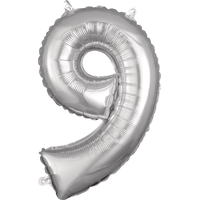 0-9 Numbers Satin Foil Balloon, Silver, 13-in, Air-Filled for Birthday/Graduation/New Year's Eve/Anniversary