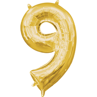 0-9 Numbers Satin Foil Balloon, Gold, 13-in, Air-Filled for Birthday/Graduation/New Year's Eve/Anniversary