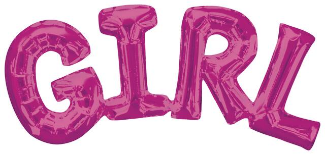 "Girl" Letters Satin Foil Balloon, Pink, 22x10-in, Air-Filled for Baby Shower Front_Flat