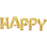 Ballon en aluminium satiné lettres Happy, choix de couleurs, 33 x 9 po, gonflé d'air, pour fête d'anniversaire