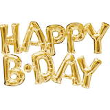 Ballon en aluminium satiné lettres Happy B-Day, choix de couleurs, 30x10 po, gonflé d'air, pour fête d'anniversaire Front_Flat