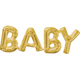 "Baby" Letters Satin Foil Balloon, Assorted Colours, 26x9-in, Air-Filled for Baby Shower/Gender Reveal Front_Flat