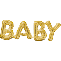 Ballon en aluminium satiné lettres Baby, choix de couleurs, 26 x 9 po, gonflé d'air, pour fête prénatale/dévoilement du sexe Front_Flat