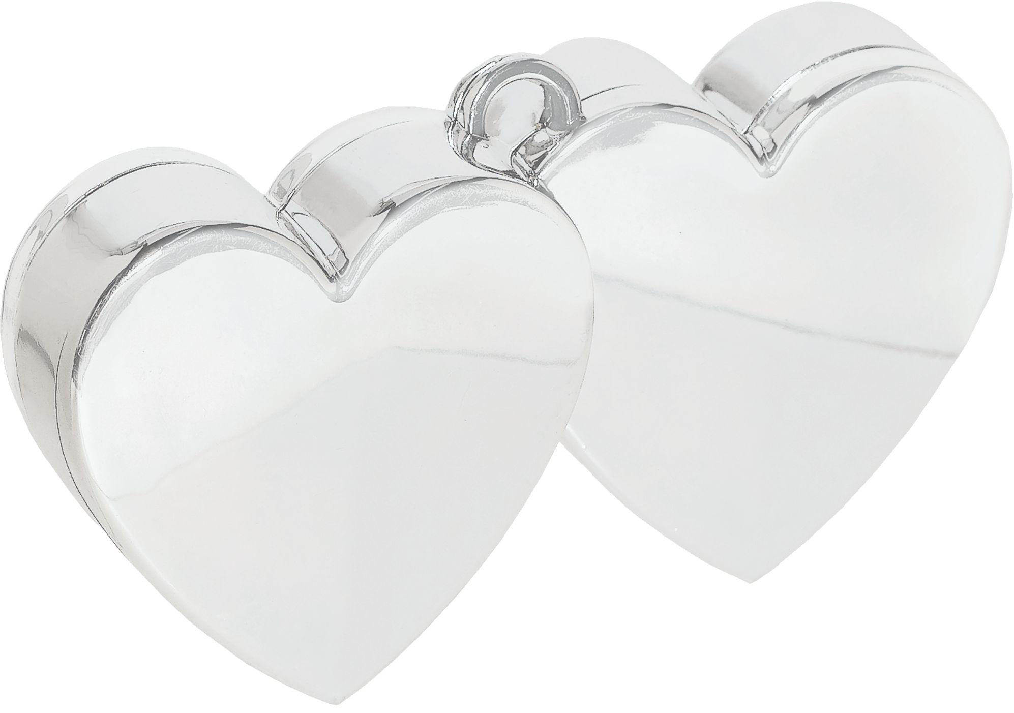 Silver Double Heart Balloon Weight Front_Angled_Right