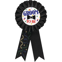 Ruban de mérite Groom To Be, noir multicolore, taille unique, accessoire à porter pour enterrement de vie de garçon Front_Flat