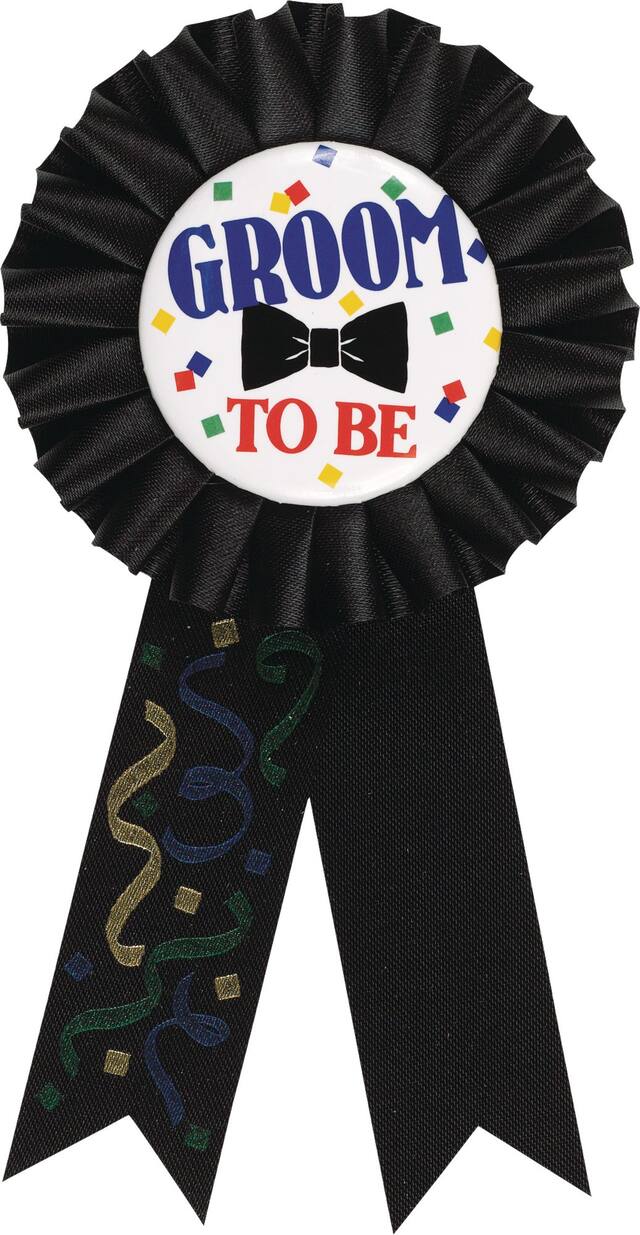 "Groom To Be" Award Ribbon, Black Multi-Coloured, One Size, Wearable Accessory for Bachelor Party Front_Flat