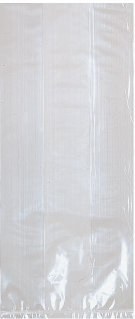 Rectangle Cello Party Treat Bags, Clear, 5-in, 25-pk, for Birthday Party Overhead_Flat