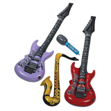 "Rock & Roll" Inflatable Rock Band Instruments, Purple/Red/Yellow/Blue, 40-in 4-pk, for Birthday Party/Halloween Composite_or_Mixed