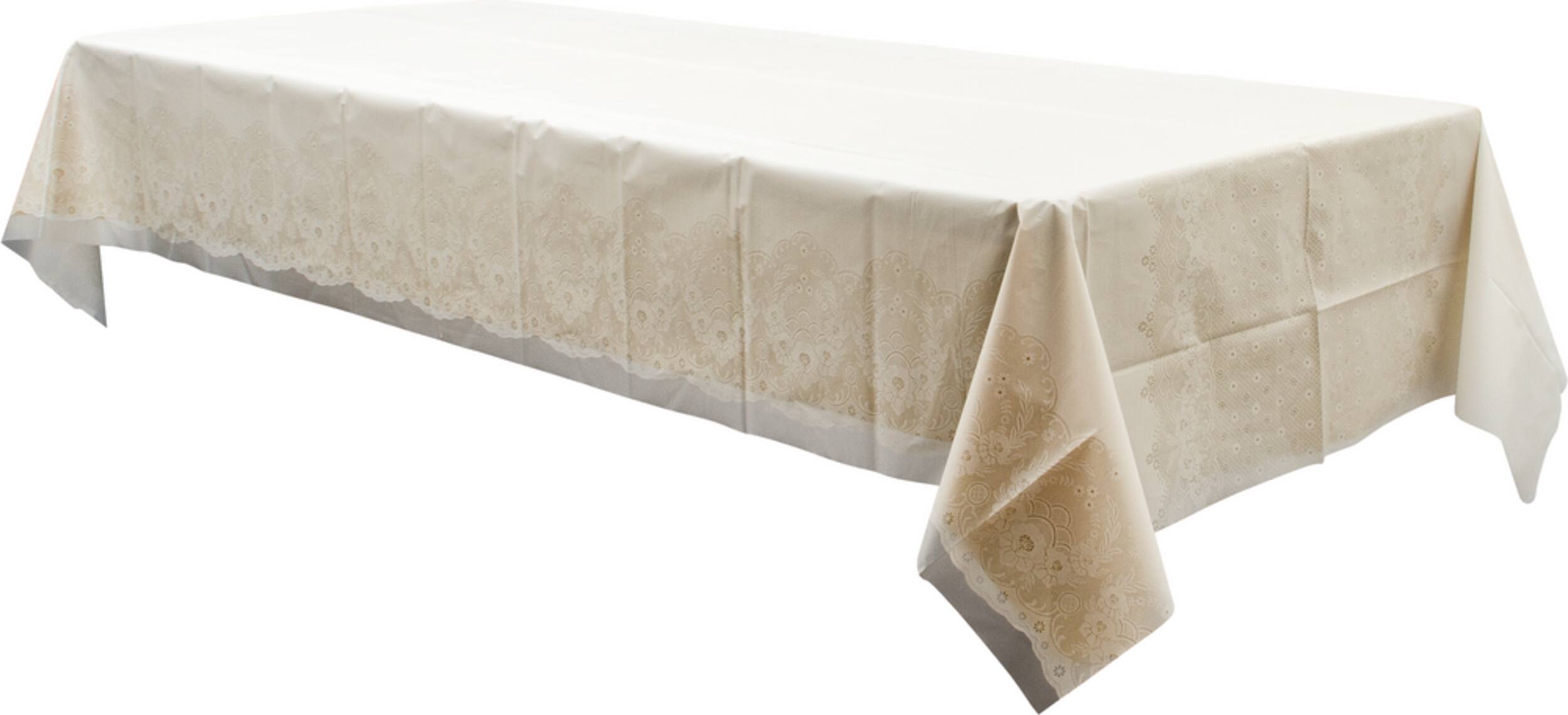 Rectangle Plastic Reusable Table Cover Roll White, Lace, 54x108-in, for ...