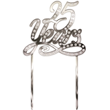 25th Anniversary Cake Topper, Silver Front_Flat