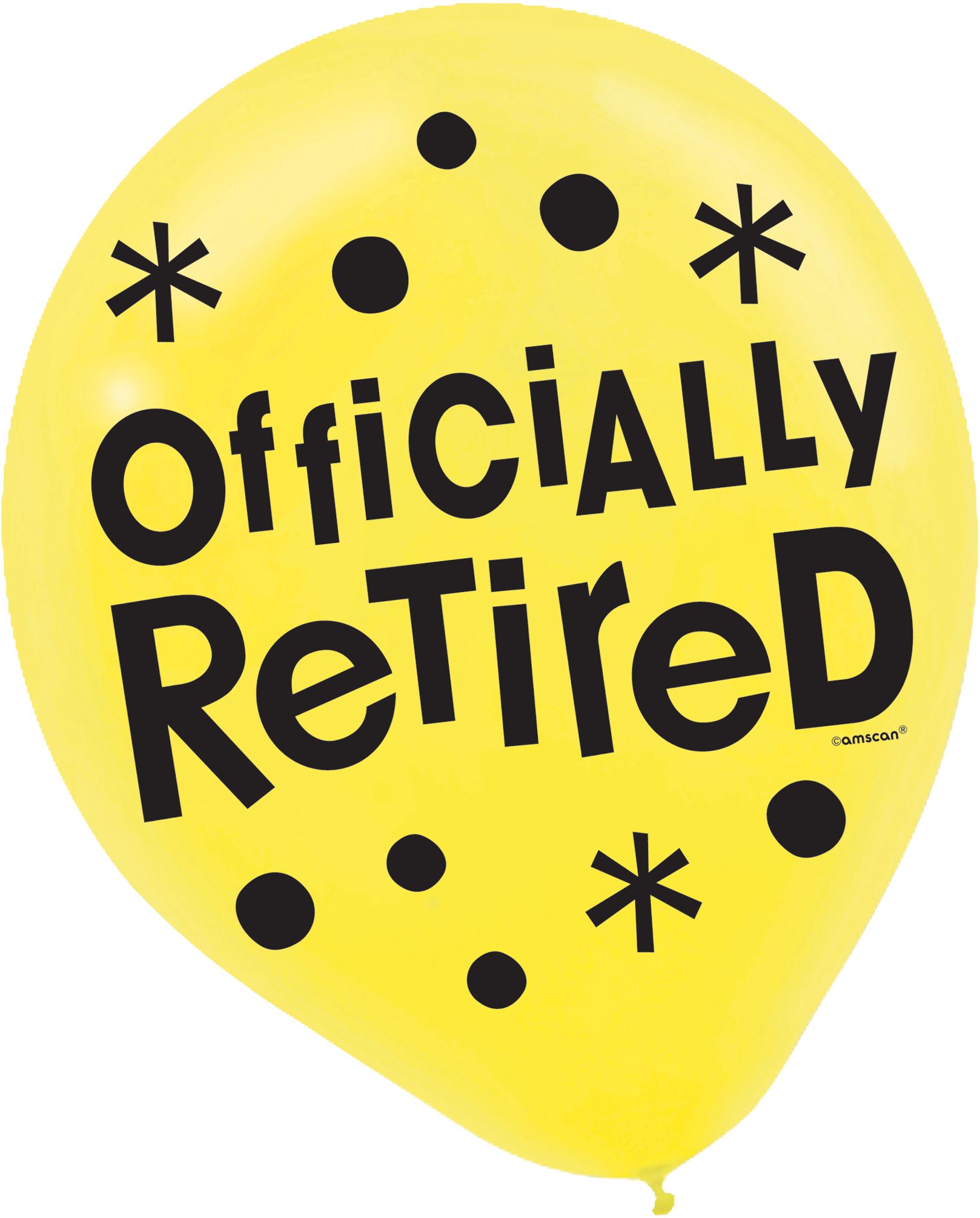 "Officially Retired" Round Latex Balloons, Purple/Yellow/Blue/Red, 12-in, 15-pk, for Retirement Front_Flat