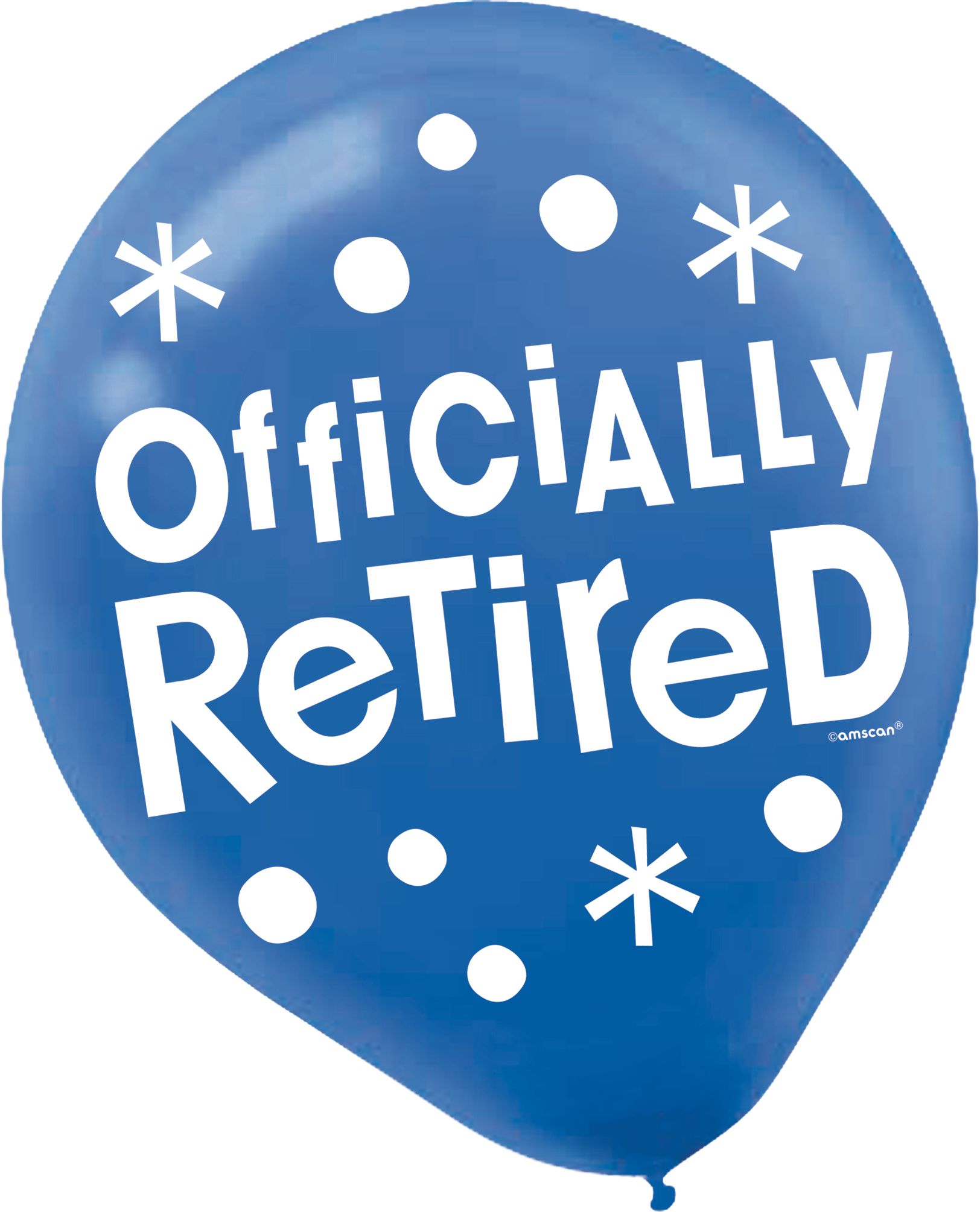 "Officially Retired" Round Latex Balloons, Purple/Yellow/Blue/Red, 12-in, 15-pk, for Retirement Front_Flat