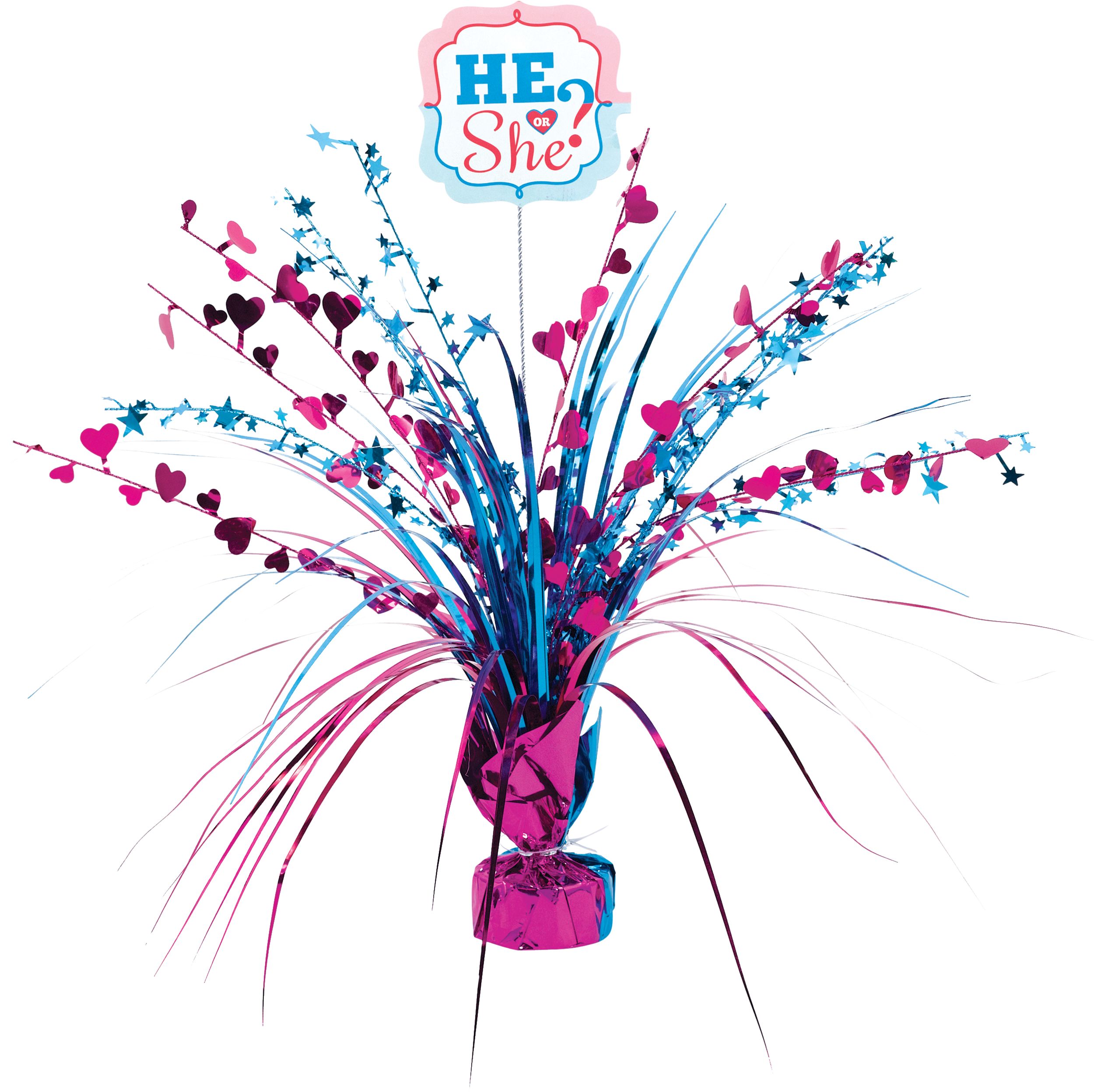 Centre de table en fontaine pour fête de dévoilement du sexe de bébé