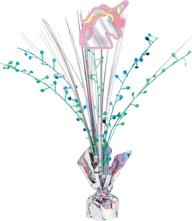 Centre de table en gerbe licorne arc-en-ciel magique Front_Flat