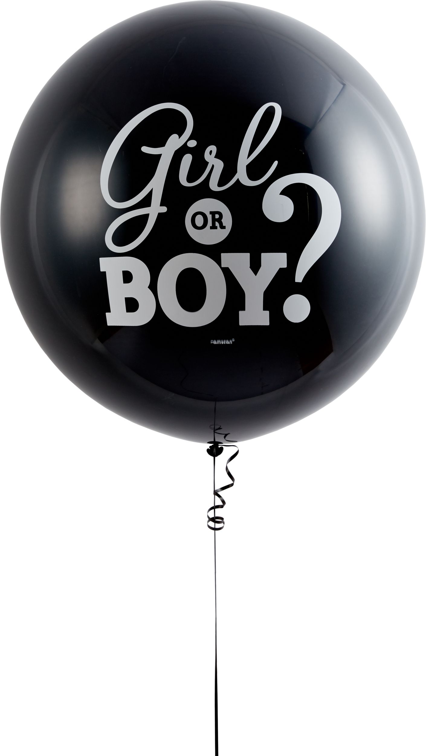 Girl or Boy? Ballon en latex rond avec confettis éclatants, noir/rose, 24 po, pour dévoilement du sexe Front_Flat