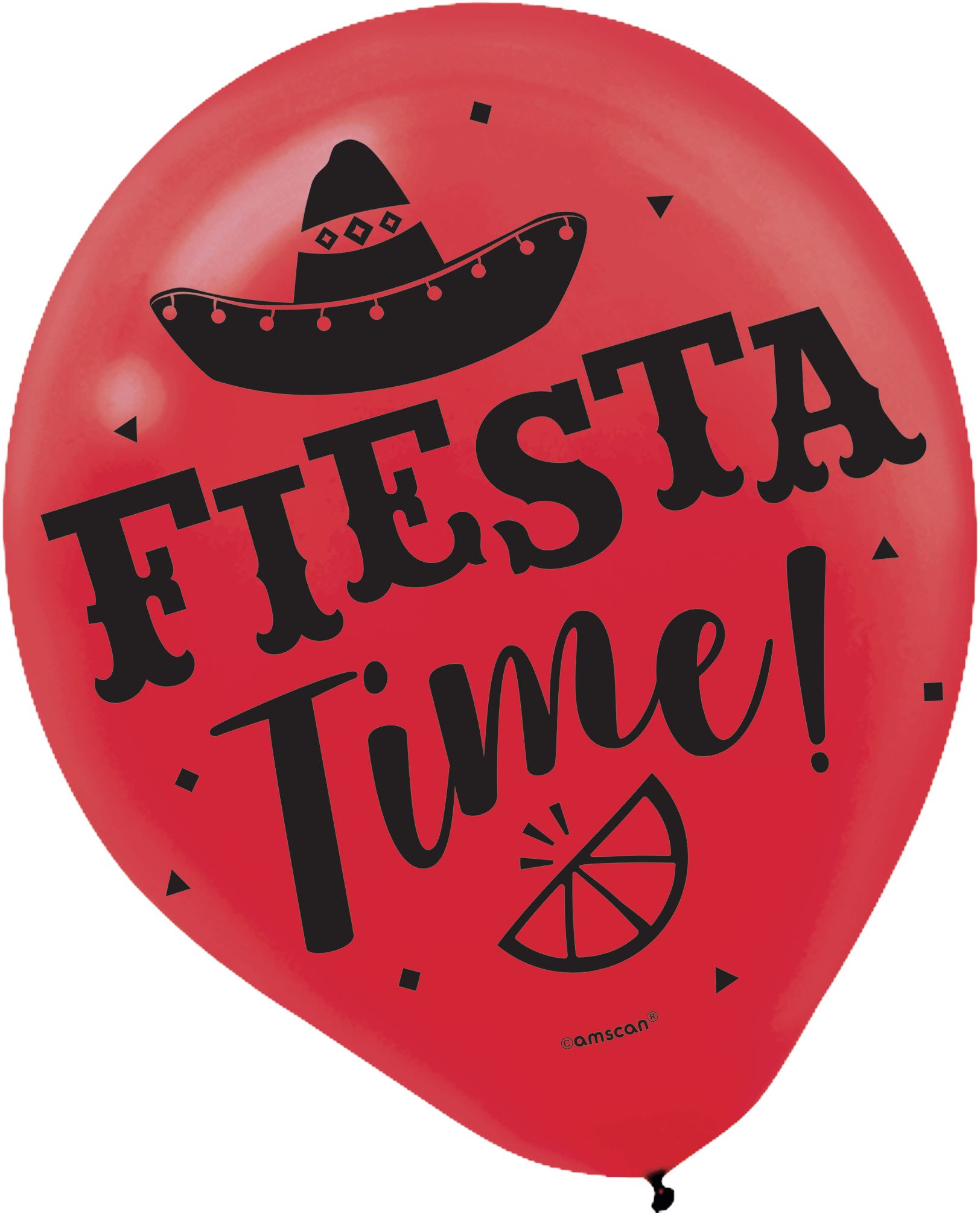 Fiesta "Taco 'Bout A Party" Round Latex Balloons, Blue/Red/Yellow, 12-in, 15-pk, for Fiesta/Cinco de Mayo Front_Flat