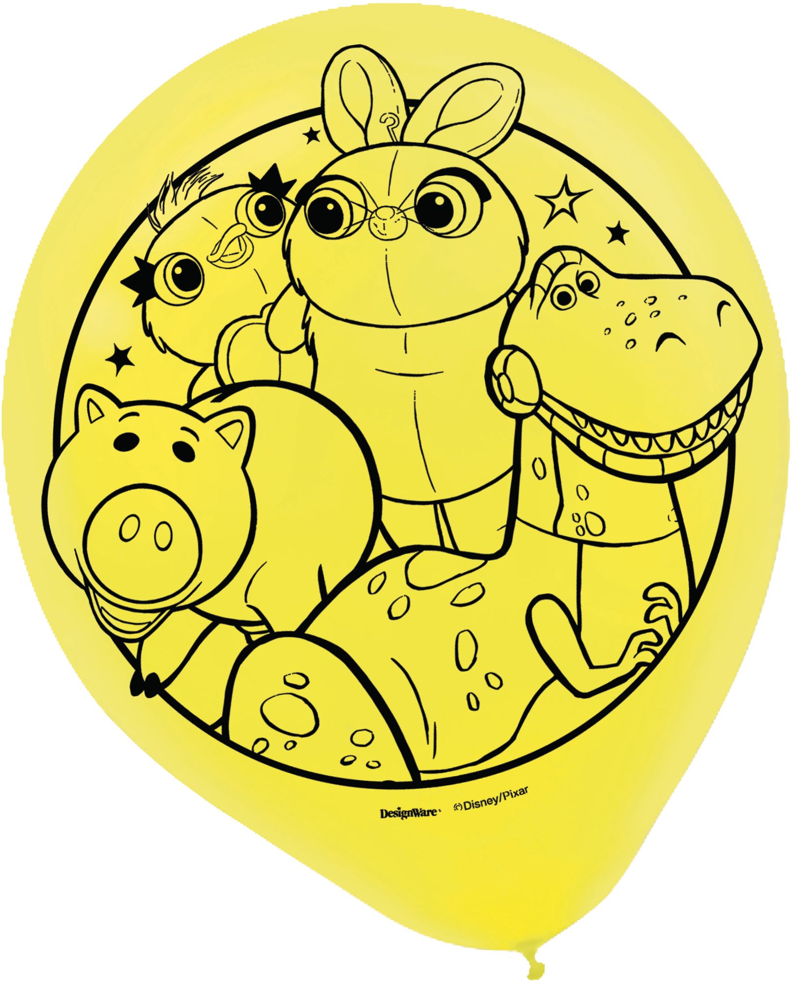 Ballons en latex ronds Disney Pixar Histoire de jouets Woody/Bo Peep/Buzz, bleu/rouge/jaune, 12 po, paq. 6, pour fête d'anniversaire Front_Flat