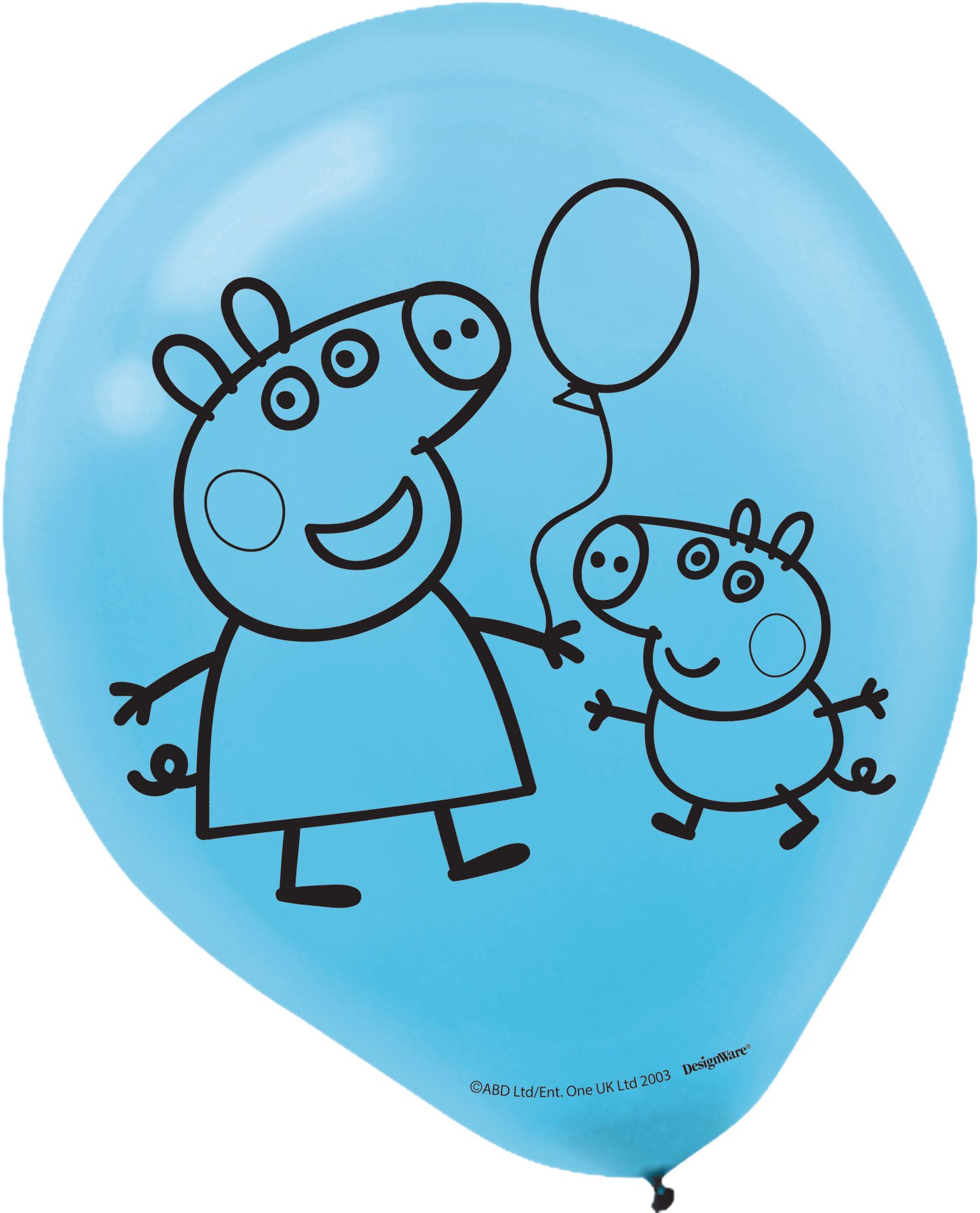 Ballons en latex ronds Nickelodeon Peppa Pig, bleu/rose/jaune, 12 po, paq. 6, pour fête d'anniversaire Front_Flat
