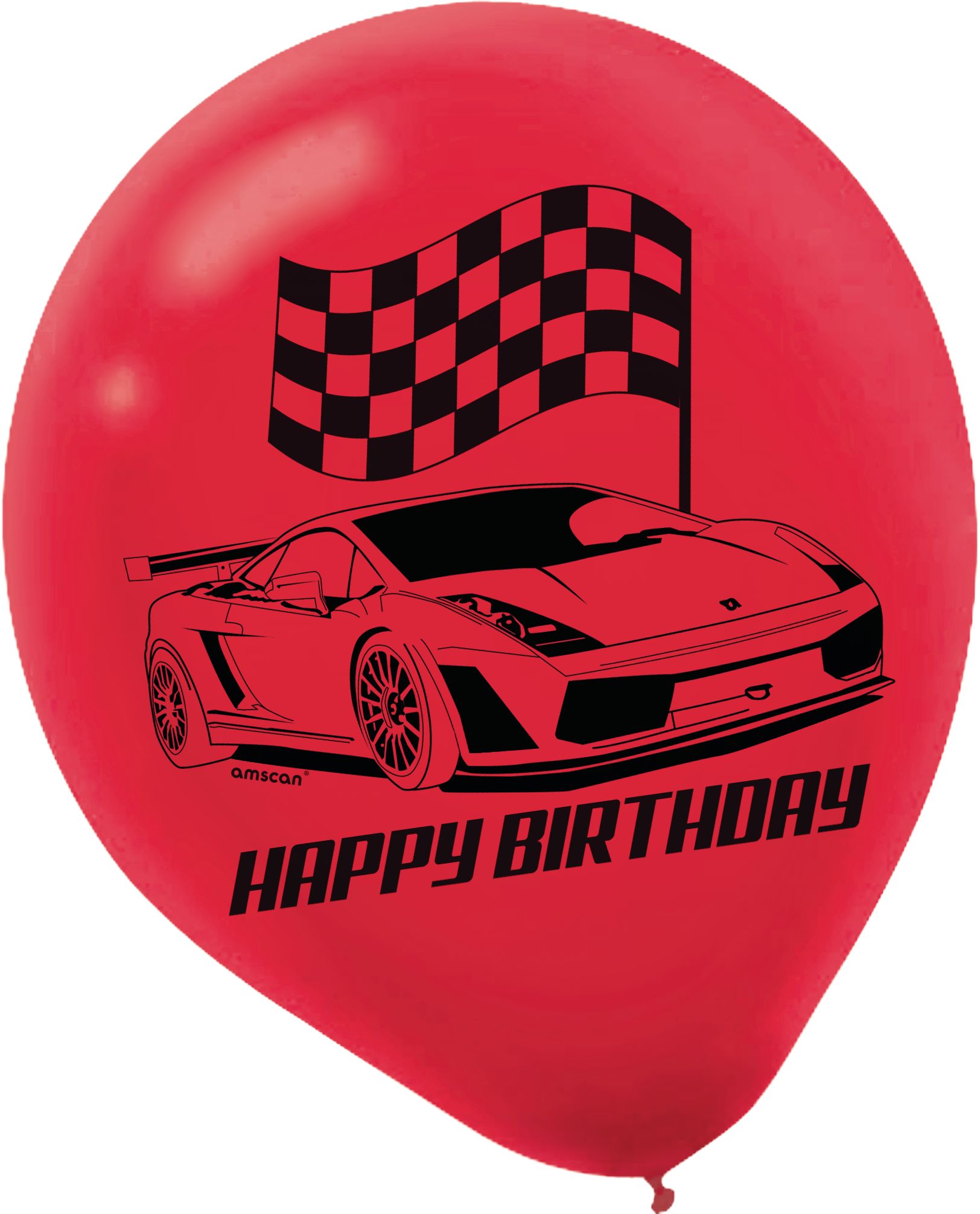 Mattel Hot Wheels Round Latex Balloons, Orange/Red/Blue, 12-in, 6-pk, for Birthday Party Front_Flat