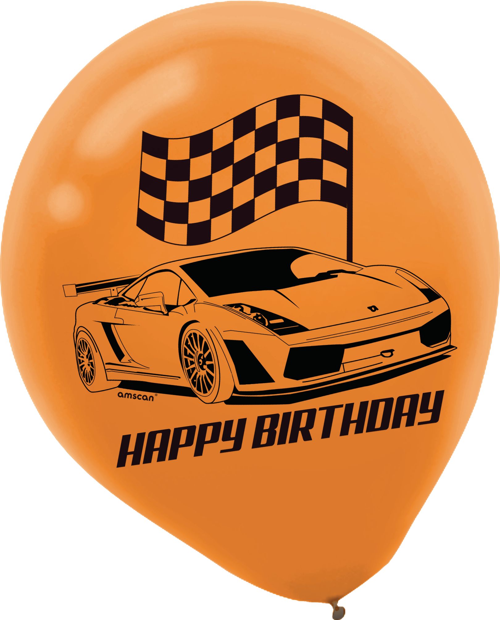 Mattel Hot Wheels Round Latex Balloons, Orange/Red/Blue, 12-in, 6-pk, for Birthday Party Front_Flat
