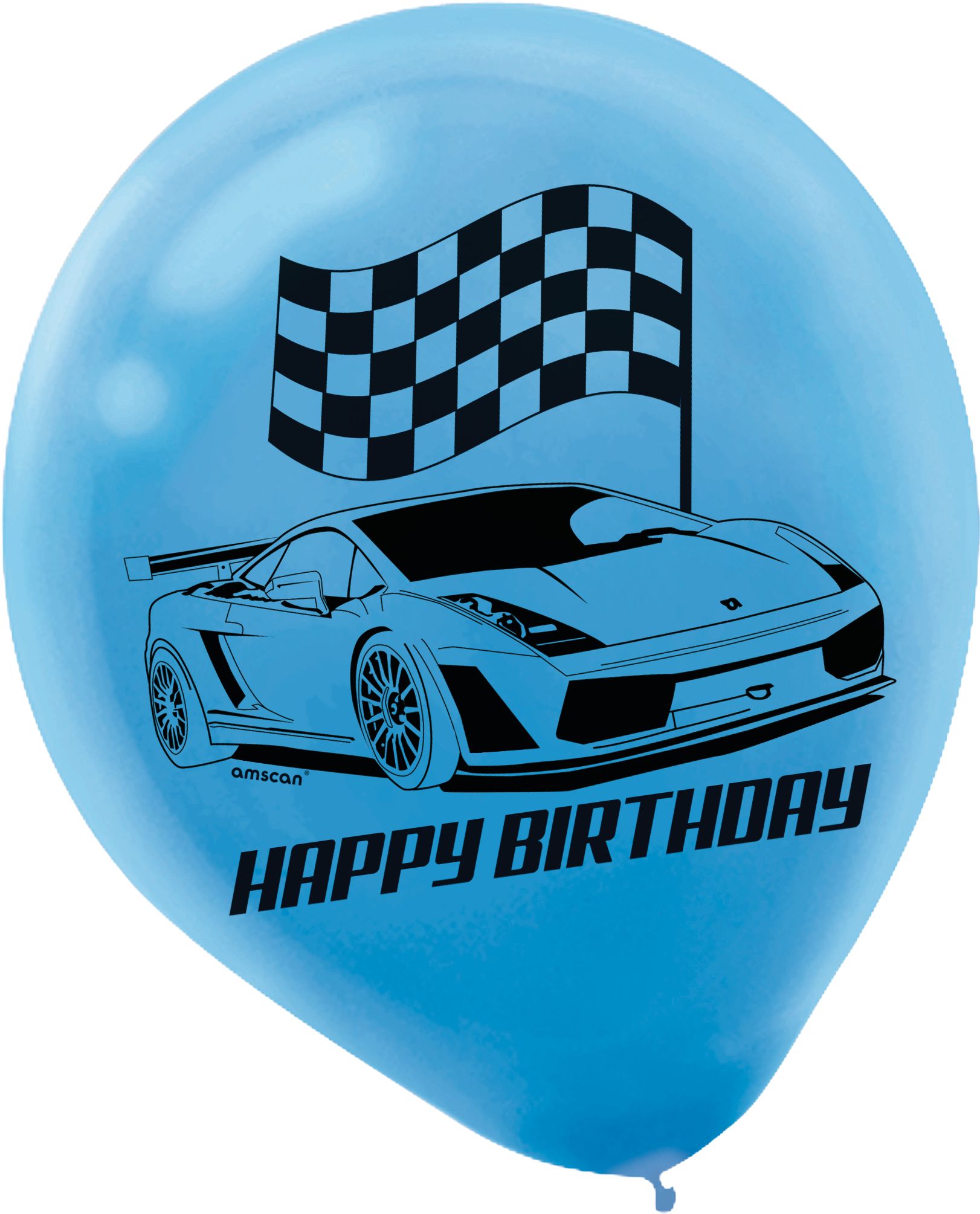 Mattel Hot Wheels Round Latex Balloons, Orange/Red/Blue, 12-in, 6-pk, for Birthday Party Front_Flat