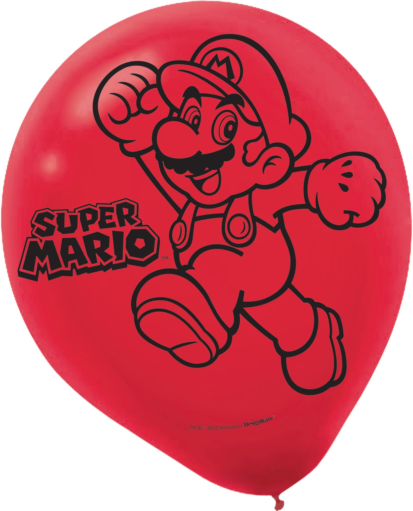 Nintendo Super Mario Bros Round Latex Balloons, Blue/Red, 12-in, 6-pk, for Birthday Party Front_Flat