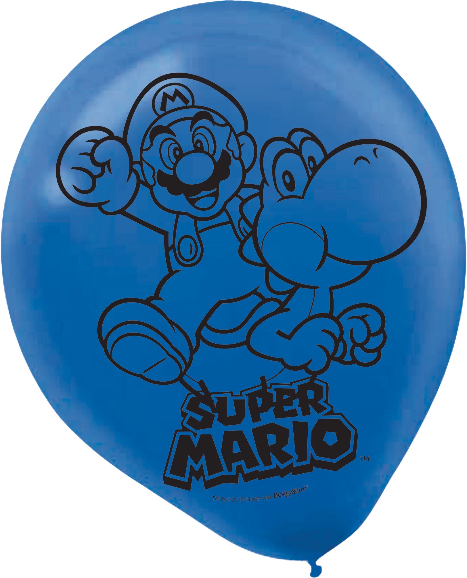 Nintendo Super Mario Bros Round Latex Balloons, Blue/Red, 12-in, 6-pk, for Birthday Party Front_Flat