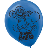 Nintendo Super Mario Bros Round Latex Balloons, Blue/Red, 12-in, 6-pk, for Birthday Party Front_Flat