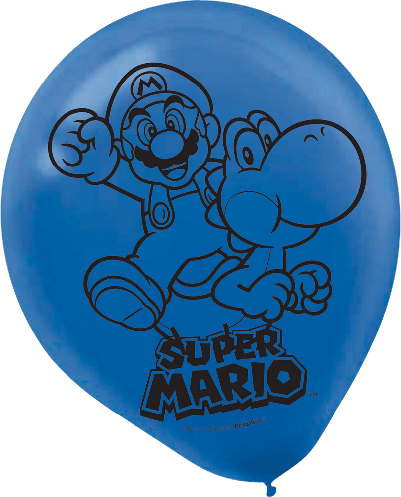 Ballon Super Mario et Yoshi Bleu - Anniversaire 