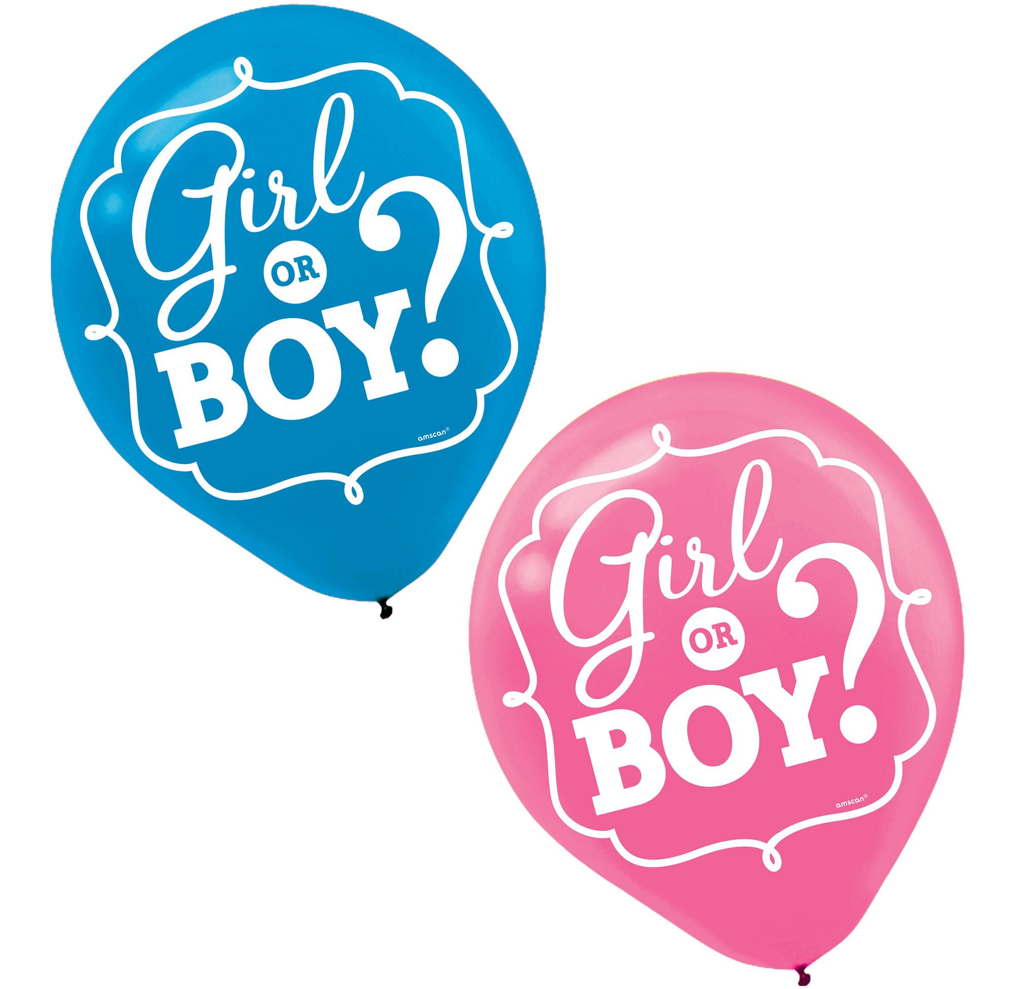 Girl or Boy Gender Reveal Balloons, 15-pk Front_Flat