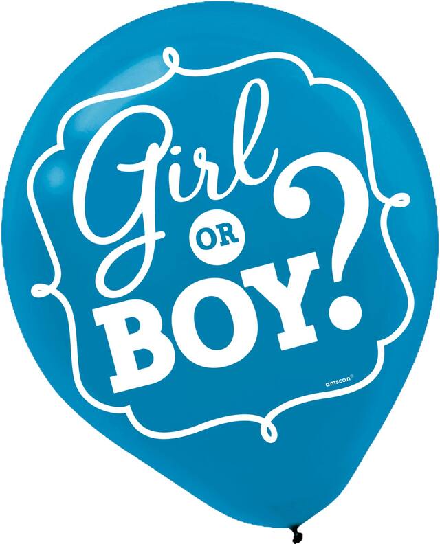 Ballons, dévoilement du sexe garçon ou fille, paq. 15 Front_Flat