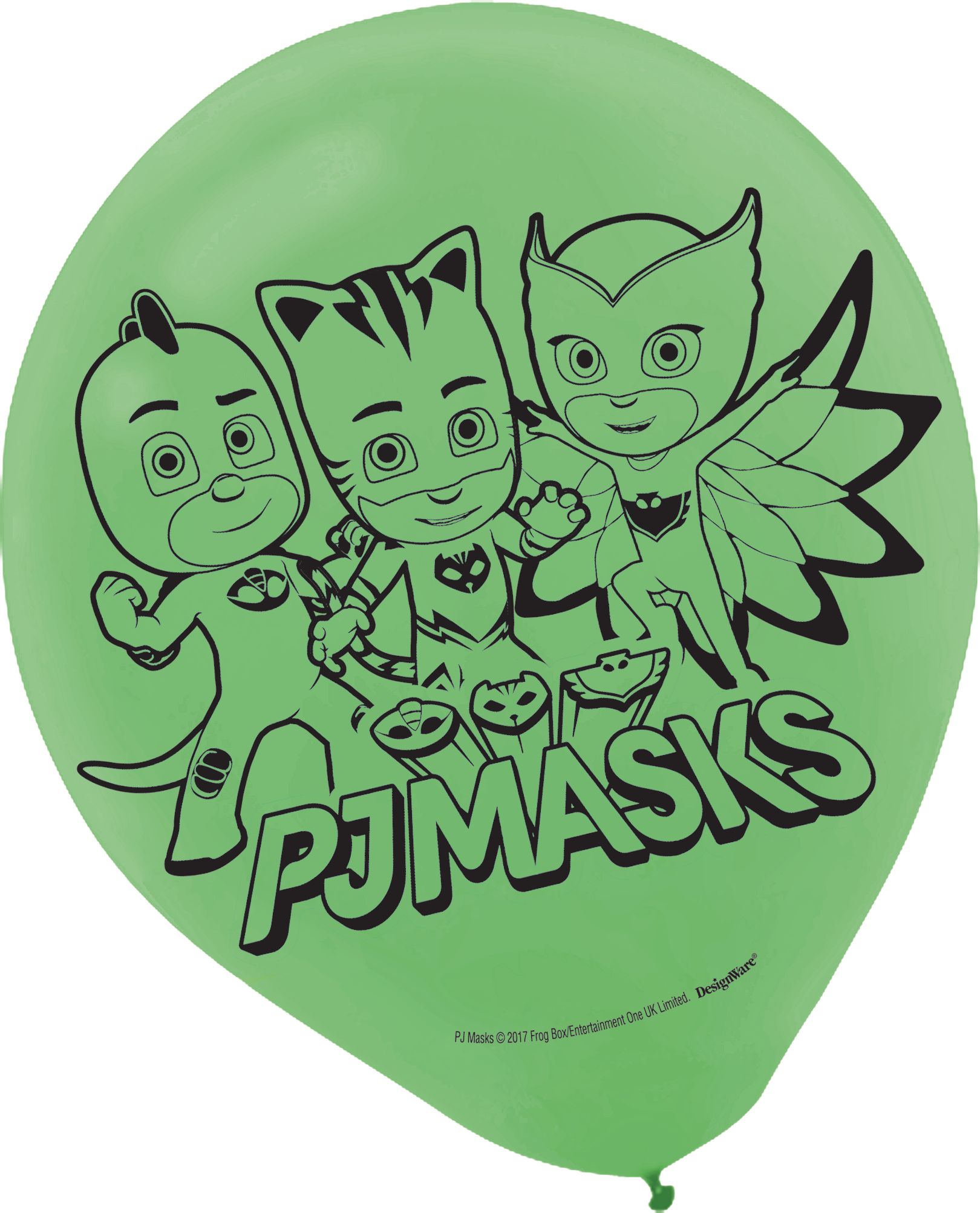 Ballons en latex Pyjamasques It's Time To Be A Hero, rouge/bleu/vert, 12 po, paq. 6, pour fête d'anniversaire Front_Flat