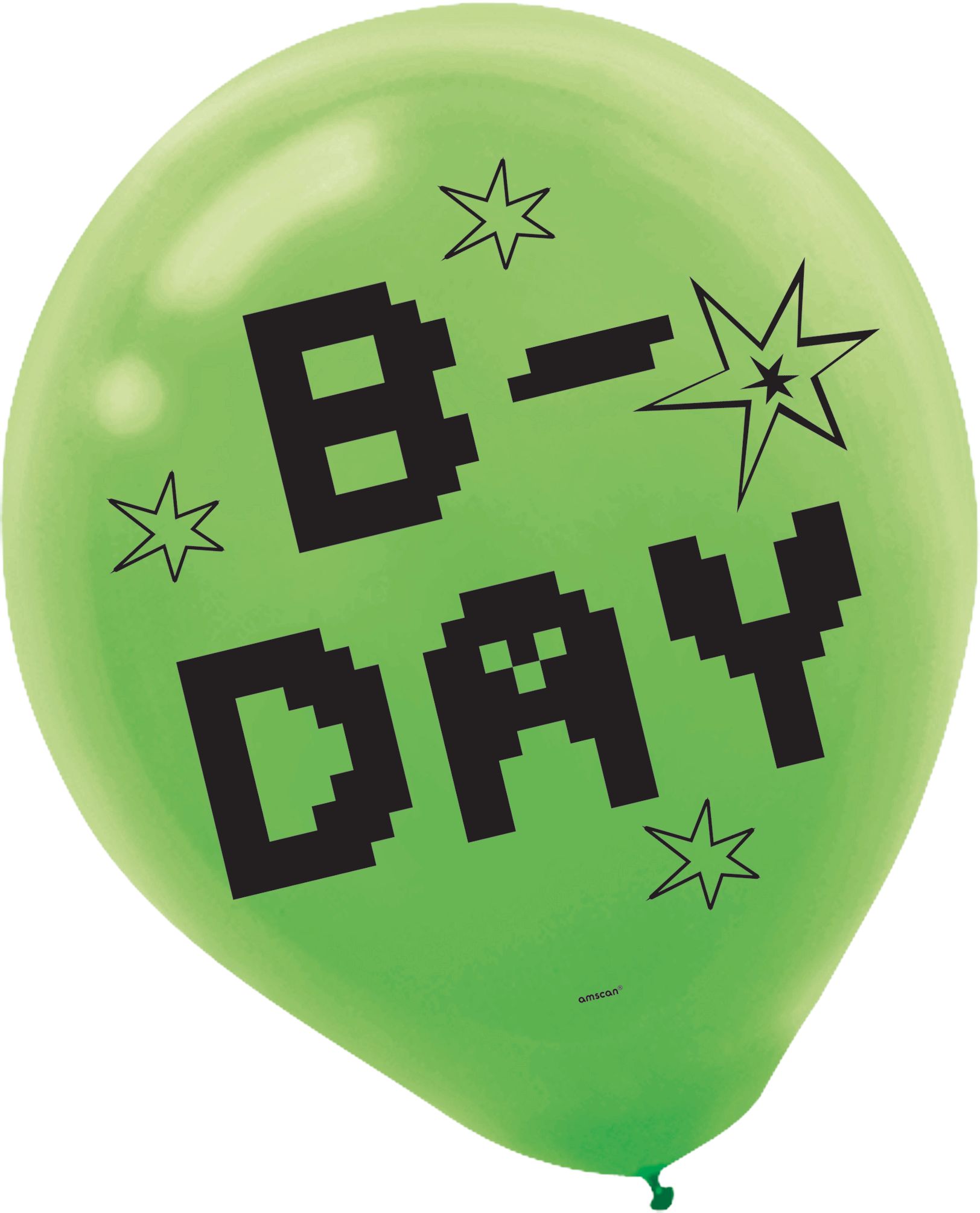 Pixel Party "Happy Birthday" Round Latex Balloons, Yellow/Red/Green, 12-in, 6-pk, for Birthday Party Front_Flat