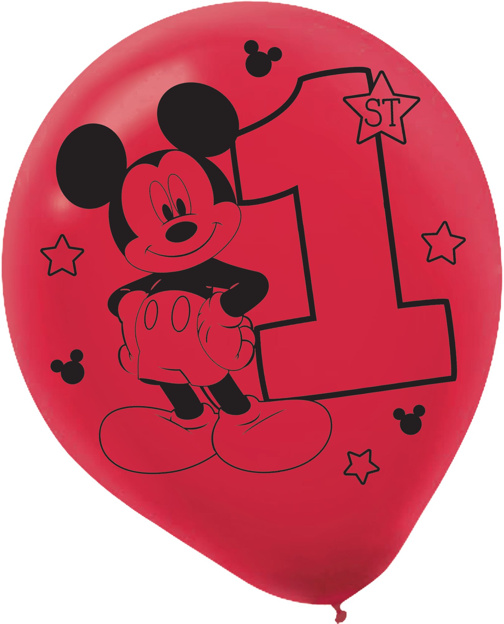 Disney Mickey Mouse Milestone 1st Birthday Latex Balloons, Blue/Red/Yellow, 15-pk Front_Flat