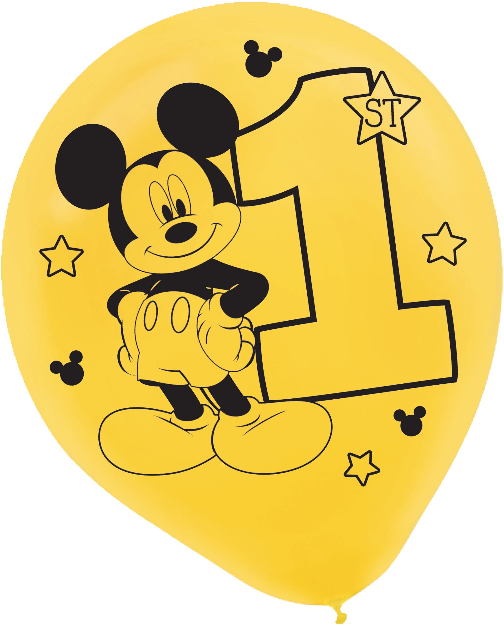 Disney Mickey Mouse Milestone 1st Birthday Latex Balloons, Blue/Red/Yellow, 15-pk Front_Flat