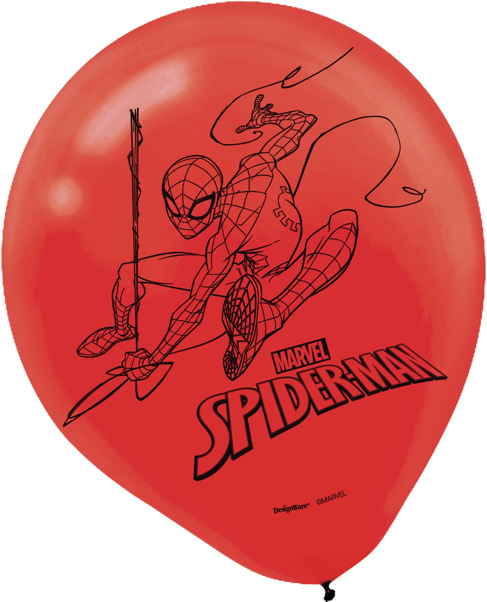 Marvel Spider-Man Webbed Wonder Latex Balloons - 2 Designs, Red/Blue, 6-pk Front_Flat