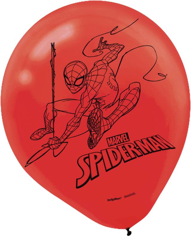 Ballons en latex Marvel Spider-Man Webbed Wonder, 2 modèles, rouge/bleu, paq. 6 Front_Flat