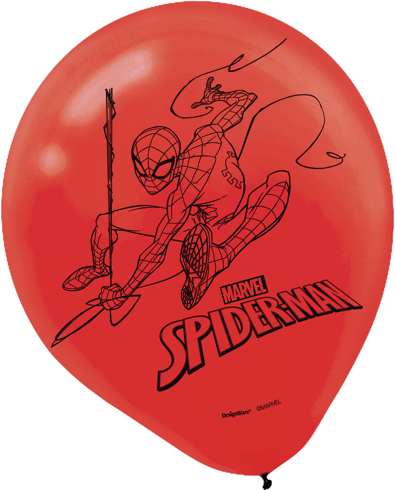 Marvel SpiderMan bed Wonder Latex Balloons 2 Designs, Red/Blue, 6