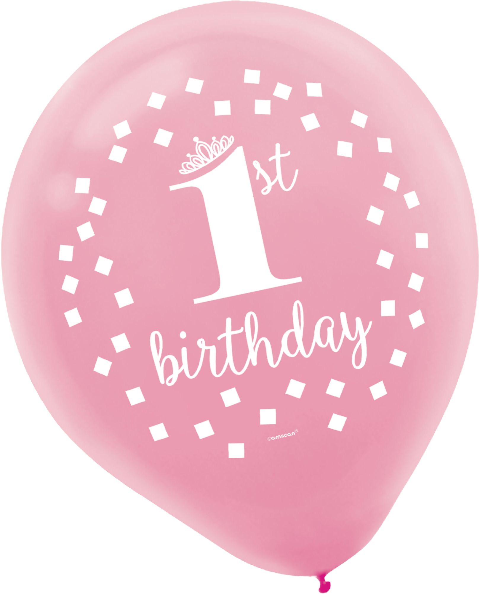 Ballons en latex ronds 1er anniversaire 1, or/rose, 12 po, paq. 15, pour fête d'anniversaire Front_Flat