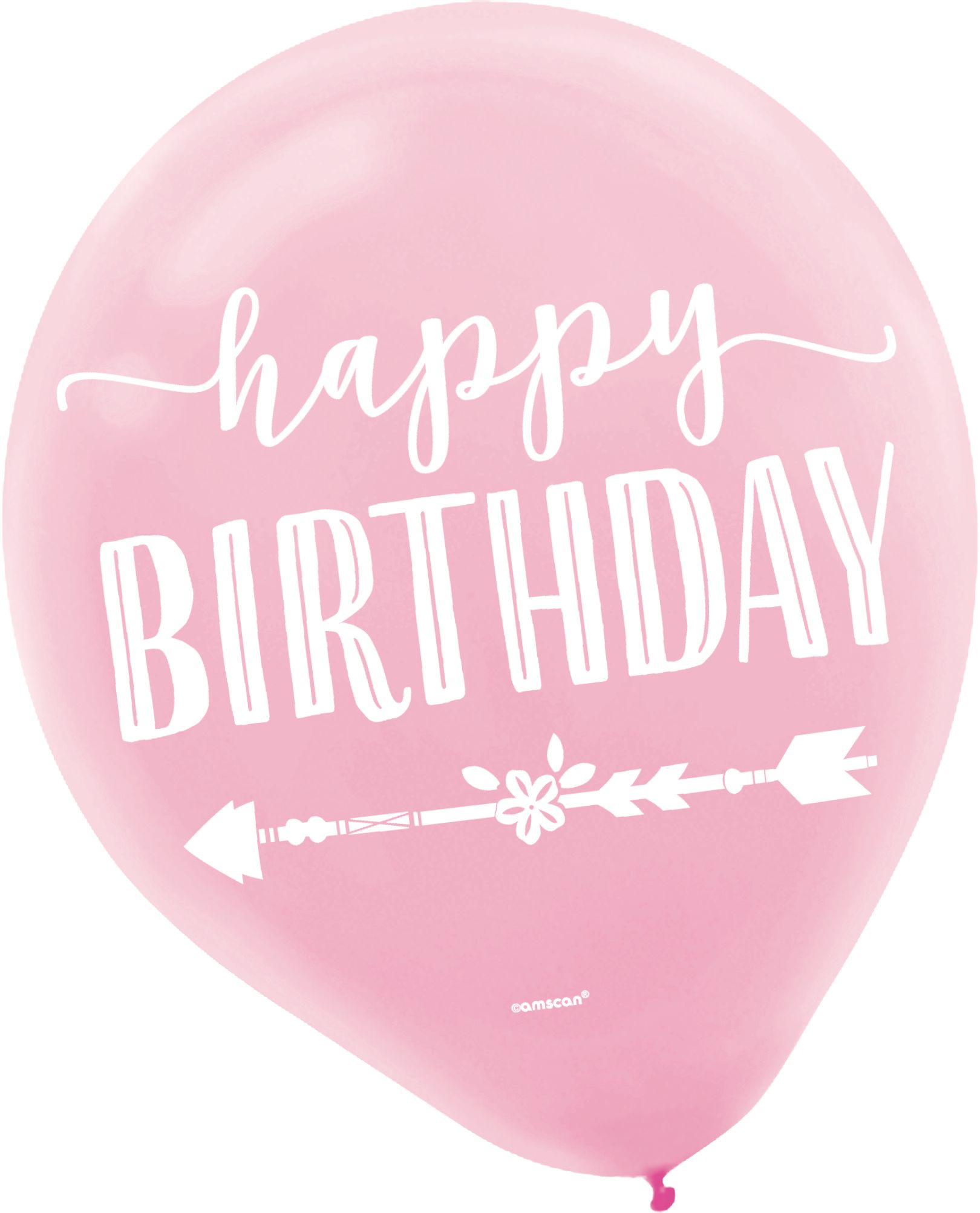 Boho Girl Happy Birthday Latex Balloons, Blue/Gold/Pink, 15-pk Front_Flat