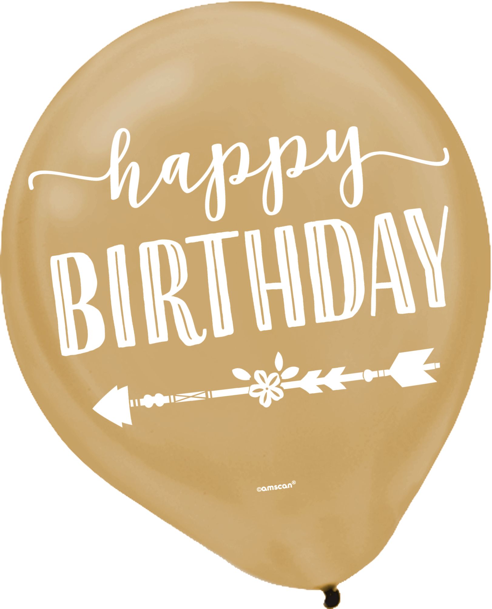 Boho Girl Happy Birthday Latex Balloons, Blue/Gold/Pink, 15-pk Front_Flat
