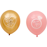 Mint To Be "From Miss to Mrs." Round Latex Balloons, Gold/Pink, Diamond Ring, 12-in, 15-pk, for Wedding/Bachelorette Front_Flat