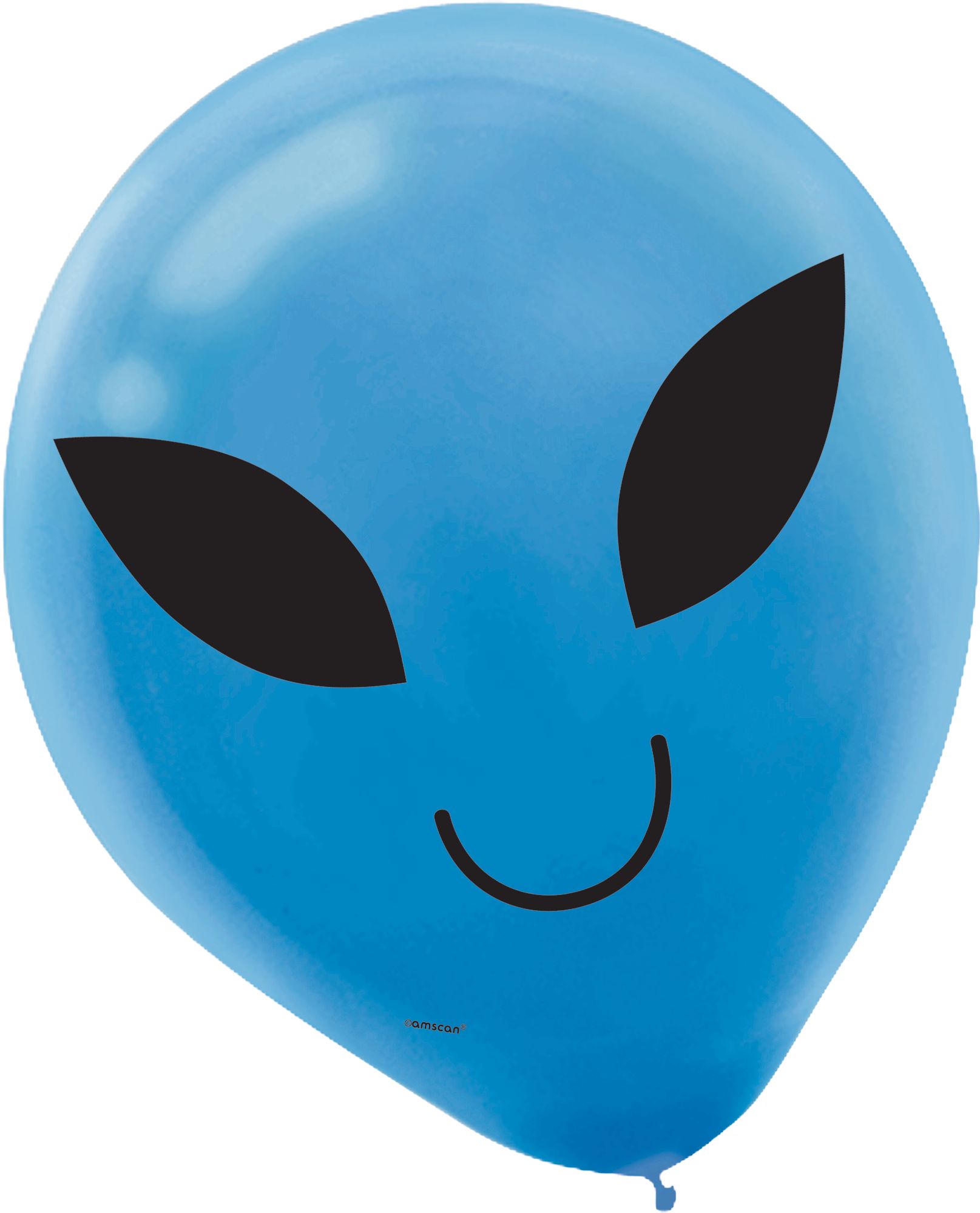 Alien Round Latex Balloons, Blue/Green/Yellow, 12-in, 15-pk, for Birthday Party Front_Flat
