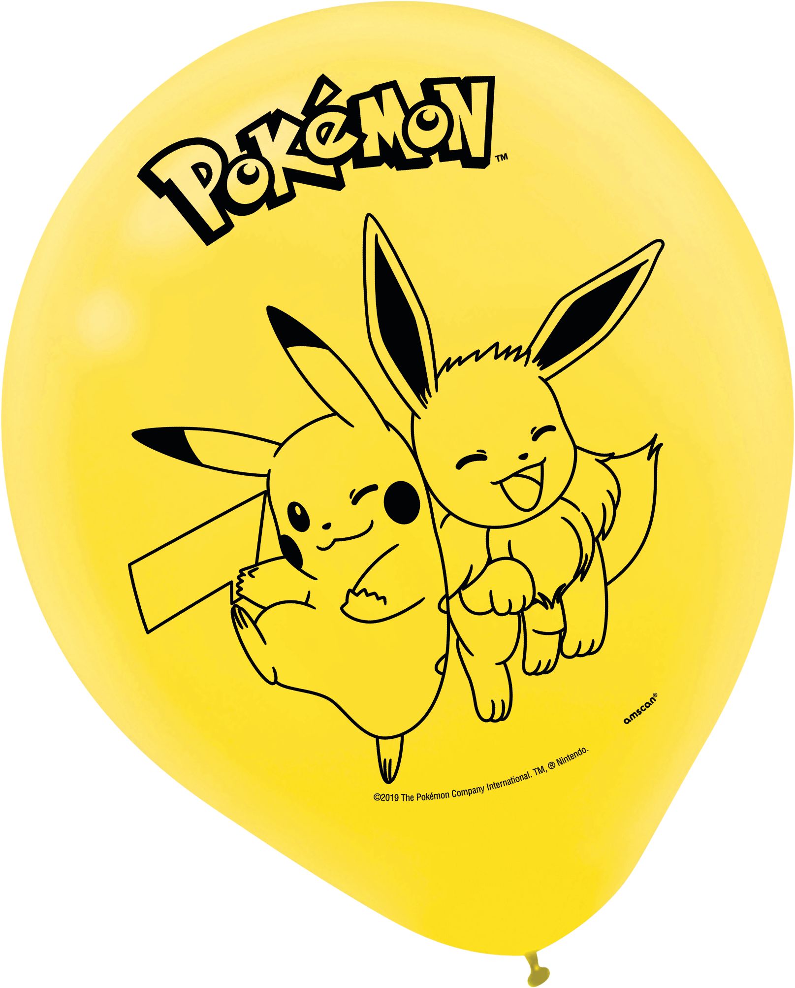 Nintendo Pokémon Round Latex Balloons, Blue/Yellow, 12-in, 6-pk, for Birthday Party Front_Flat