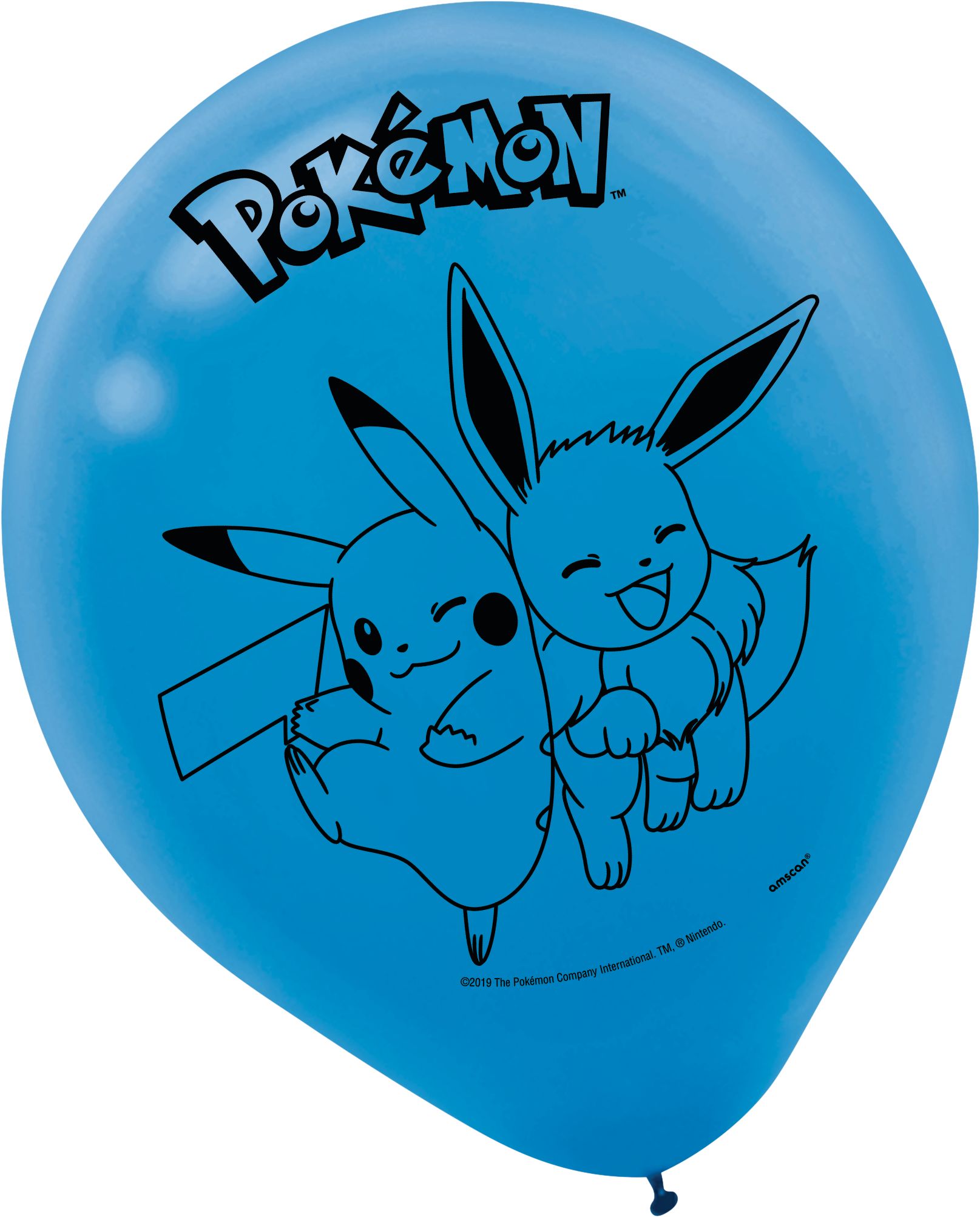Nintendo Pokémon Round Latex Balloons, Blue/Yellow, 12-in, 6-pk, for Birthday Party Front_Flat